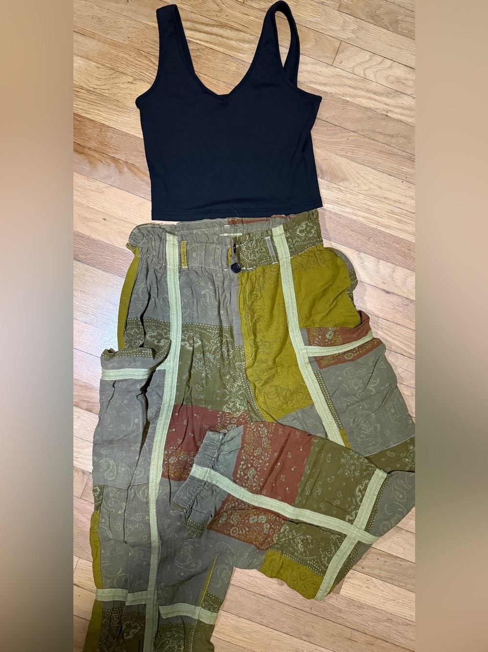 Urban Outfitters Olive Green Patch Work Buttoned Waistband Joggers - Picture 2 of 4